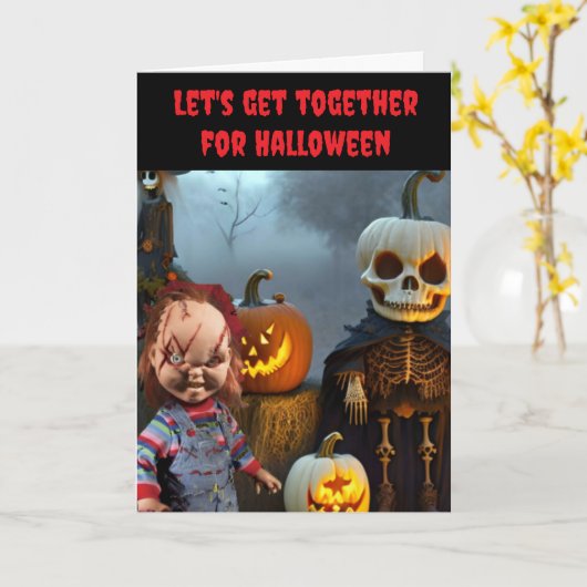 Let's get together for Halloween. カード (黄色い花)