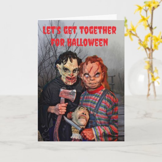 Let's get together for Halloween. カード (黄色い花)