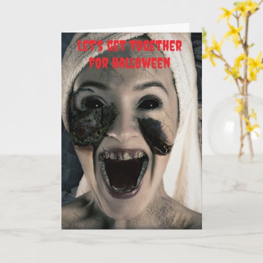 Let's get together for Halloween. カード (黄色い花)