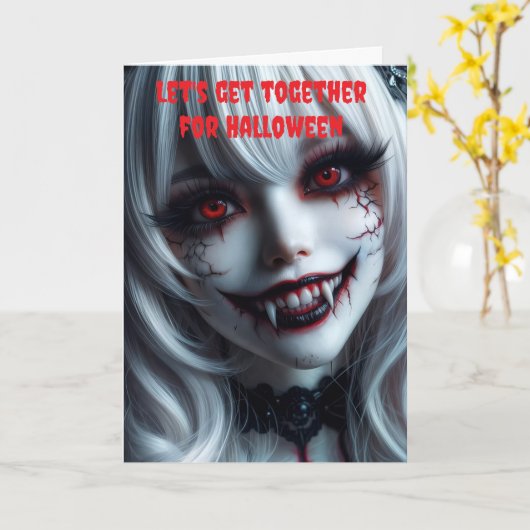 Let's get together for Halloween. カード (黄色い花)