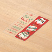 Let's Get Ugly Christmas Sweater Party アクリル招待状 (レイダウン)