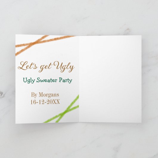 Let's get ugly Christmas ugly sweater Partyorange  カード (内部)
