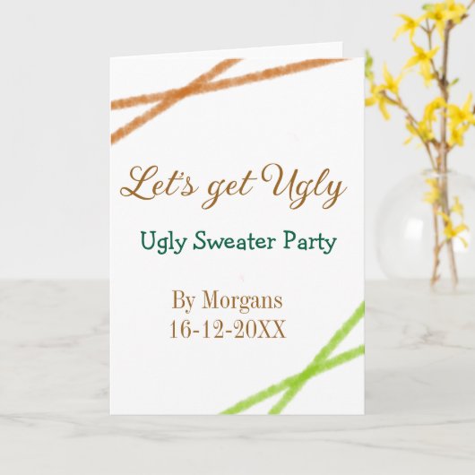 Let's get ugly Christmas ugly sweater Partyorange  カード (黄色い花)