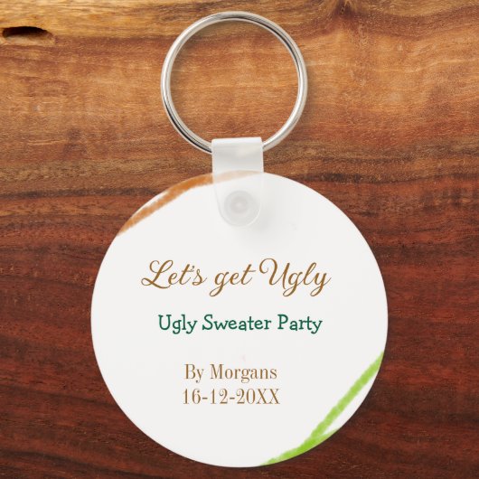 Let's get ugly Christmas ugly sweater Partyorange  キーホルダー (裏面)