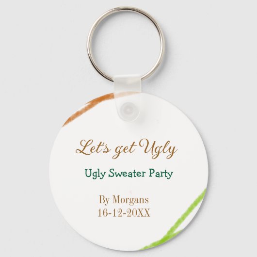Let's get ugly Christmas ugly sweater Partyorange  キーホルダー (裏面)