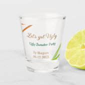 Let's get ugly Christmas ugly sweater Partyorange  ショットグラス (正面)