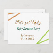Let's get ugly Christmas ugly sweater Partyorange シーズンポストカード (正面/裏面)