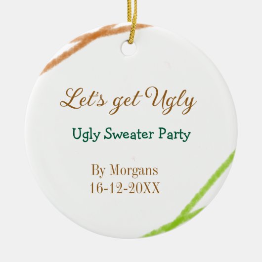 Let's get ugly Christmas ugly sweater Partyorange セラミックオーナメント (正面)