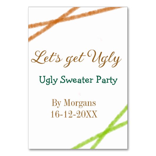 Let's get ugly Christmas ugly sweater Partyorange  テーブルナンバー (正面)