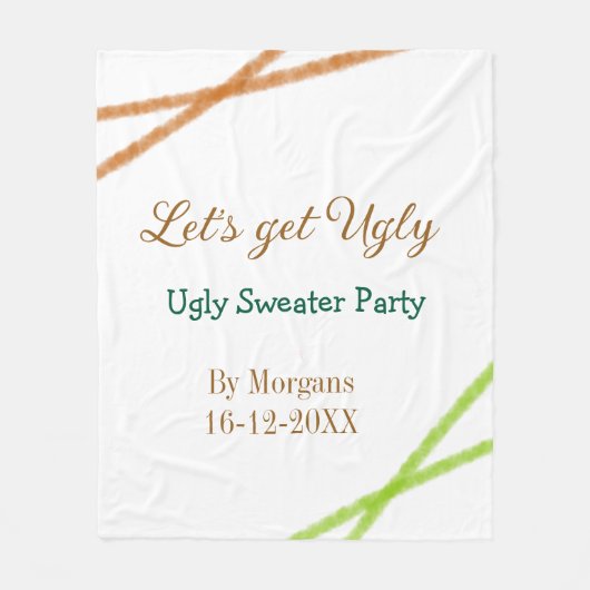 Let's get ugly Christmas ugly sweater Partyorange  フリースブランケット (正面)