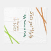 Let's get ugly Christmas ugly sweater Partyorange  フリースブランケット (正面(横))