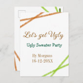 Let's get ugly Christmas ugly sweater Partyorange  ポストカード (正面/裏面)
