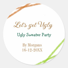 Let's get ugly Christmas ugly sweater Partyorange  ラウンドシール