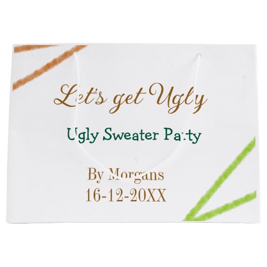Let's get ugly Christmas ugly sweater Partyorange  ラージペーパーバッグ (正面)