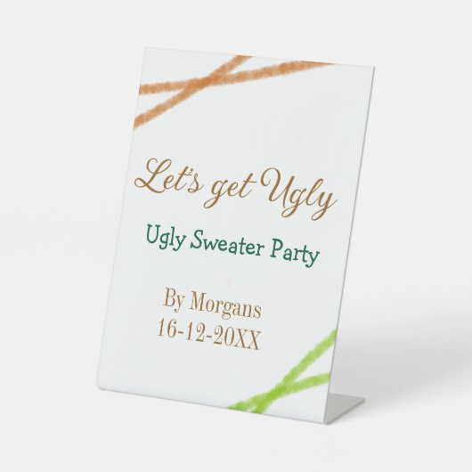 Let's get ugly Christmas ugly sweater Partyorange  台座サイン (正面)