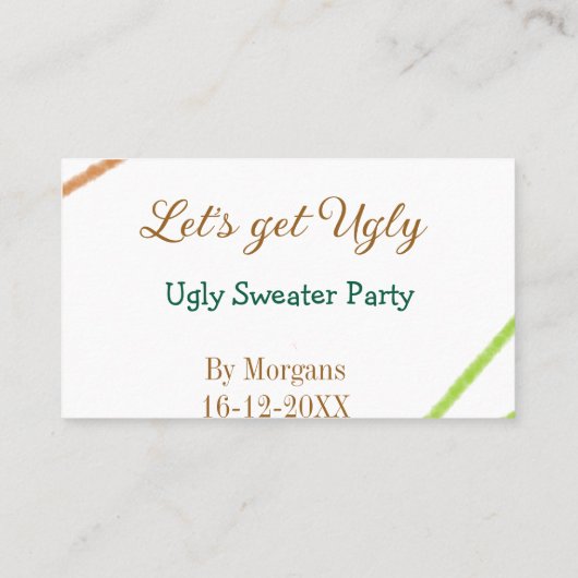 Let's get ugly Christmas ugly sweater Partyorange  名刺 (裏面)