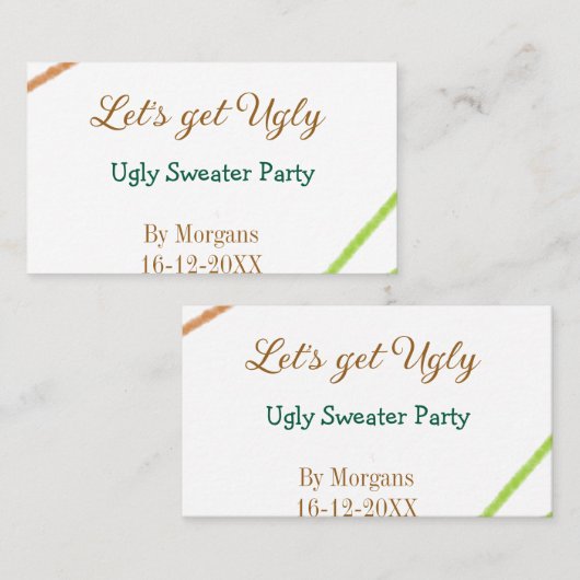 Let's get ugly Christmas ugly sweater Partyorange  名刺 (正面/裏面)