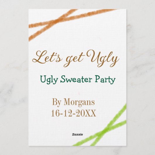 Let's get ugly Christmas ugly sweater Partyorange  招待状 (裏面)
