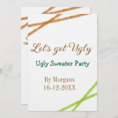 Let's get ugly Christmas ugly sweater Partyorange  招待状 (正面/裏面)