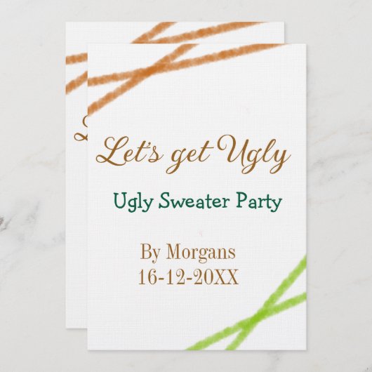 Let's get ugly Christmas ugly sweater Partyorange  招待状 (正面/裏面)
