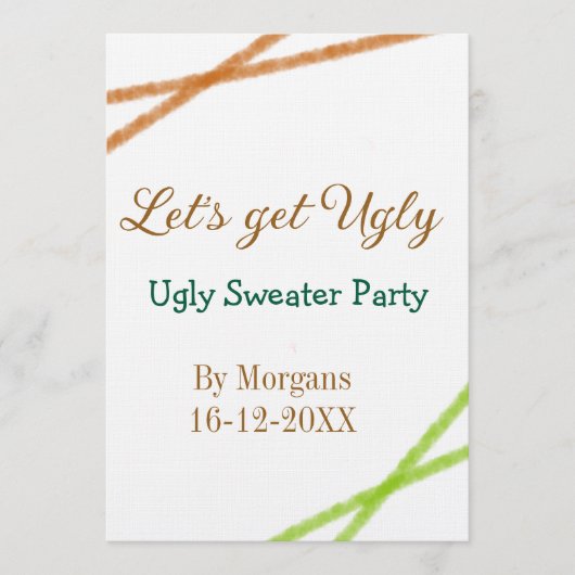 Let's get ugly Christmas ugly sweater Partyorange  招待状 (正面)