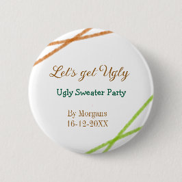 Let's get ugly Christmas ugly sweater Partyorange  缶バッジ