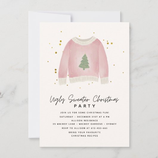 Let's get Ugly Fun Ugly Sweater Christmas Party 招待状 (正面)