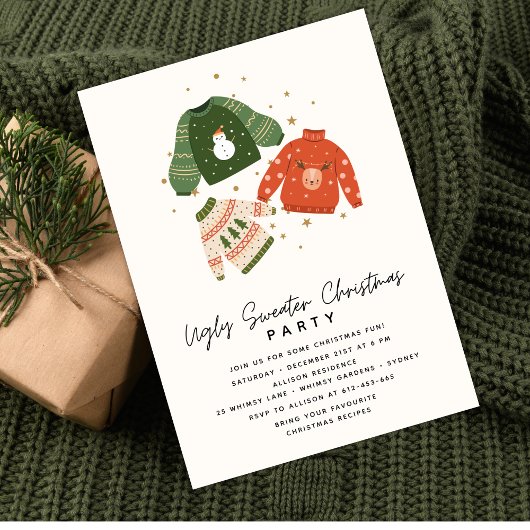 Let's get Ugly Modern Ugly Sweater Christmas Party 招待状