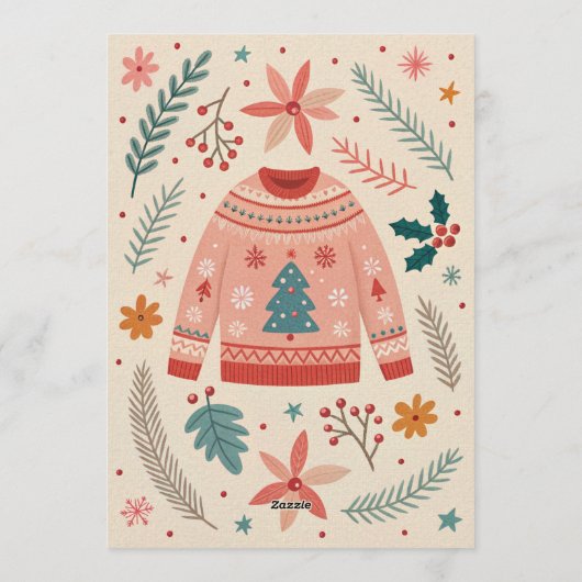 Let's Get Ugly Retro Christmas Ugly Sweater Party 招待状 (裏面)