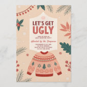 Let's Get Ugly Retro Christmas Ugly Sweater Party 招待状 (正面)