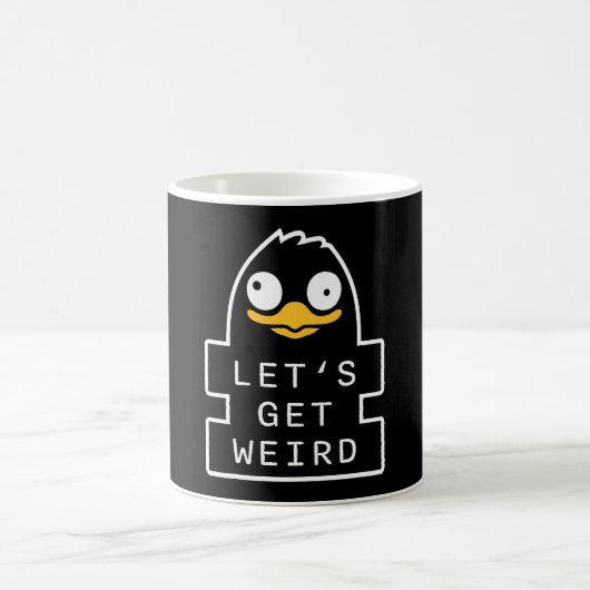 Lets Get Weird Penguin Funny Quirky Humor Quote コーヒーマグカップ (中央)