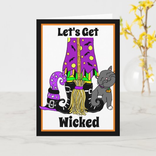 Let's Get Wicked | 魔女のほうき カード (黄色い花)