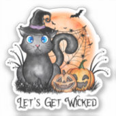 Let's Get Wicked | Black Witch Cat シール (正面)
