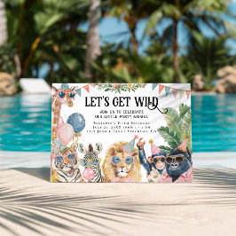 Let's Get Wild ジャングル動物の誕生日 招待状