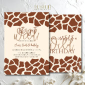 Let's get wild animal giraffe print birthday party 招待状