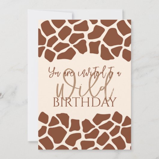 Let's get wild animal giraffe print birthday party 招待状 (裏面)