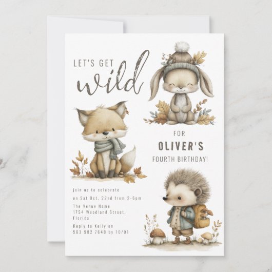 Let's Get Wild | Birthday Party 招待状 (正面)