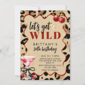 Let's Get Wild Cherry Martini Retro Glam Birthday 招待状 (正面)