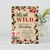 Let's Get Wild Cherry Martini Retro Glam Birthday 招待状 (スタンド正面)