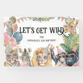 Let's Get Wild Jungle Birthday Party 横断幕 (横)
