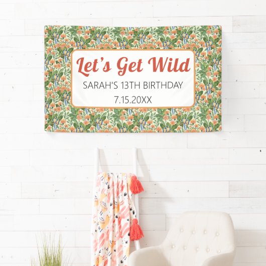 Let's Get Wild Macaw Jungle Tropical Birthday 横断幕 (インサイチュ)