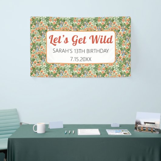 Let's Get Wild Macaw Jungle Tropical Birthday 横断幕 (トレードショー)