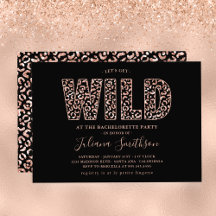 Let's Get Wild Rose Gold Leopard Bachelorette Invi