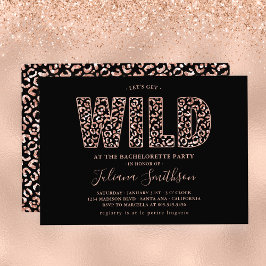 Let's Get Wild Rose Gold Leopard Bachelorette Invi 招待状