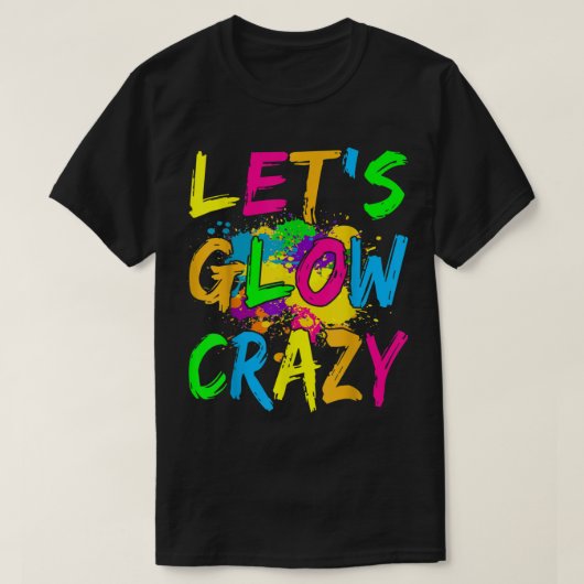 Let's Glowの装熱狂する置 – レトロカラフルパーティー Tシャツ (デザイン正面)