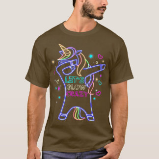 Lets Glow熱狂する Dabbing Unicorn 80sレトロ誕生日 Tシャツ