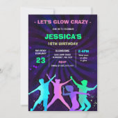 Let's Glow Crazy Neon Birthday Party Invitation 招待状 (正面)