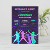 Let's Glow Crazy Neon Birthday Party Invitation 招待状 (スタンド正面)
