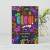Let's GLOW Crazy' Neon glow in the dark Birthday 招待状 (スタンド正面)