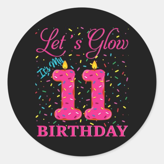 Let's Glow It's My 11誕生日スウィートパーティー ラウンドシール (正面)